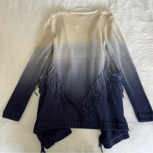 Blue and Ivory ombré fringe cardigan - Picture 2 of 3
